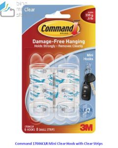 Contoh Alat Perlengkapan Kantor merk 3M Command , Gambar Produk Command 17006CLR Mini Clear Hooks with Clear Strips harga 37000 di Toko Peralatan Sekolah Murah