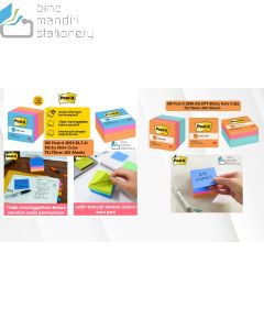 3M Post-it Lengkap murah barang Perlengkapan Kantor 3M Post-it Sticky Note Cube 2053-ELT-O / 2059-AQ CPT (76x76mm 400 Sheets) di toko alat tulis grosir Bina Mandiri stationery