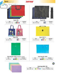 Contoh Joyko Bag B-002/003/004 B-2637-3 Data Bag 104F/C /DB-105FK/DBG-108/109 Tas Jinjing Data Bag kain Map Pocket Plastik merek Joyko