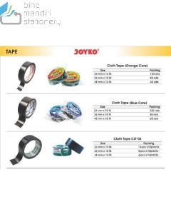 Jual Lakban Kain Hitam Jilid  Joyko Cloth Tape CLT-03 24mmx10m terlengkap di toko alat tulis