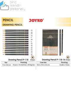 Jual Pensil Tulis Dan Gambar Joyko Drawing Pencil P-118 (5H,4H,3H,2H,H) terlengkap di toko alat tulis