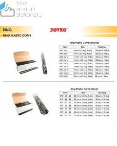 Foto Spiral Plastik jilid Binding Joyko Ring Plastic Comb RPC-23-32 (Oval) (Folio) merek Joyko