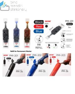 Contoh Refill Tinta Spidol Isi Ulang Joyko Ink For Permanent Marker PMI-203 (Red) merek Joyko