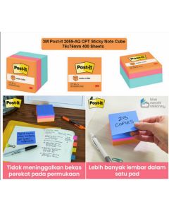 3M Post-it 2059-AQ CPT Sticky Note Cube 76x76mm 400 Sheets